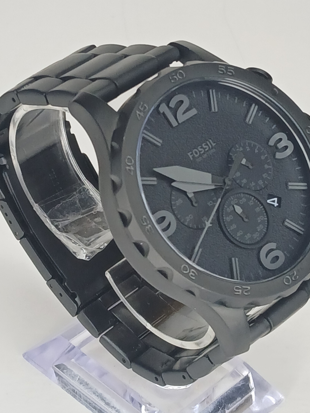 Fossil Nate Chronograph Black Stainless Steel Men's Watch JR1407 50mm
